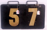 Lot 26 - Pair of metal train reporting numbers 5 and 7