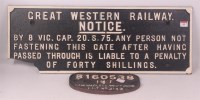 Lot 44 - Great Western Railway Cast Iron Penalty Notice...