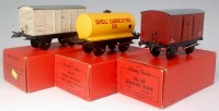 Lot 368 - 3x Hornby 1957-69 No. 50 wagons in orange...