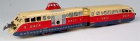 Lot 385 - French Hornby red SNCF clockwork 2 car Bugatti...