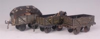 Lot 416 - 3 Bing grey LNWR open wagons, 1912 with sack...