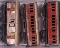 Lot 428 - 2x Bing red LMS short 1st/3rd bogie coaches No....