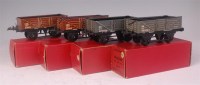 Lot 548 - 4x Hornby 1949-54 wagons, tin printed, small...