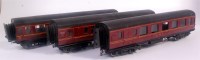 Lot 555 - 3x Leeds postwar bogie coaches overpainted as...