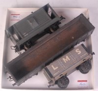 Lot 562 - 3 Bassett Lowke wooden wagons including bogie...