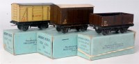 Lot 683 - Hornby Dublo pre-war D1 wagons in plain blue...