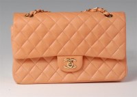 Lot 66 - A Coco Chanel peach leather quilted Flap Bag,...