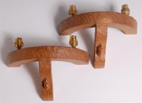 Lot 76 - A pair of 'Mouseman' carved light oak...