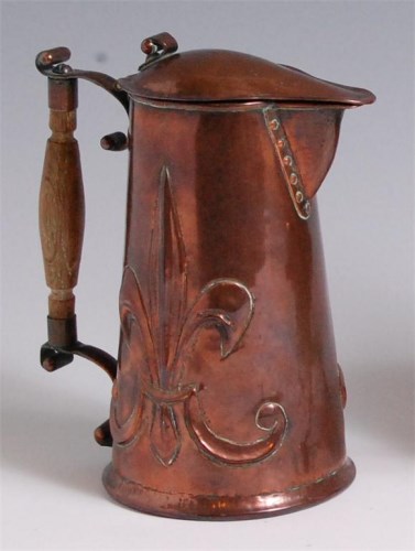 Lot 77 - An Arts & Crafts copper lidded water jug,...