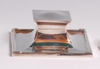 Lot 83 - An Art Deco silver square section inkwell by A...