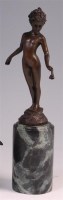 Lot 106 - After Milo - Bronze figure of a standing young...