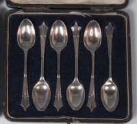 Lot 118 - A cased set of six Art Nouveau silver...