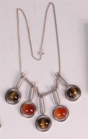 Lot 127 - A contemporary silver necklace with cabochon...