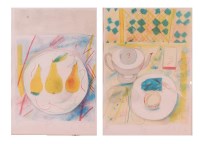 Lot 149 - Chloe Cheese (b.1952) - Pears and teapot, two...