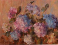 Lot 153 - Ellen Soar - Hydrangeas, oil on canvas, signed...