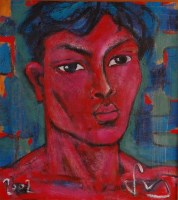 Lot 159 - Symon (b.1947) - Crimson Widi, oil on canvas,...
