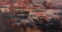 Lot 204 - Eric Mason - Fishing boats in St Ives harbour,...