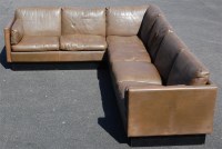 Lot 265 - A large Danish 1970s chocolate brown leather...