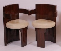 Lot 289 - A pair of Art Deco rosewood tub elbow chairs,...