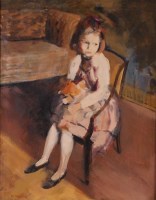 Lot 195 - Warwick Hutton (1939-1994) - Portrait of girl...
