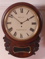 Lot 796 - A circa 1830 mahogany drop trunk wall clock,...