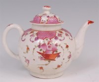 Lot 432 - A Lowestoft porcelain bullet shaped teapot and...