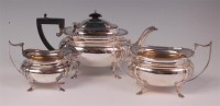 Lot 467 - A George V silver three piece teaset,...