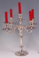 Lot 474 - A Mappin & Webb silver five light candelabrum,...