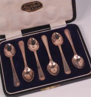 Lot 486 - A cased set of six silver teaspoons, maker...