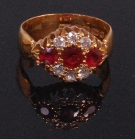 Lot 519 - A yellow gold mounted ruby and diamond dress...