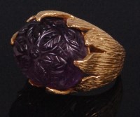 Lot 553 - A late 1960s 18ct gold purple hardstone set...