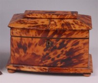 Lot 606 - A Victorian blond tortoiseshell fitted tea...