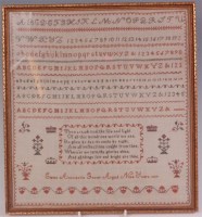 Lot 615 - An early Victorian needlework alphabet and...