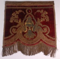 Lot 620 - A 17th century Spanish embroidered red velvet...