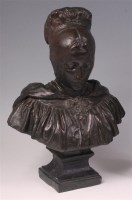 Lot 629 - A circa 1900 bronze pedestal bust of a woman...