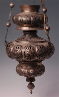 Lot 678 - A North African silver hanging lantern, of...