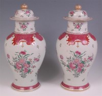 Lot 428 - A pair of circa 1900 famille rose porcelain...