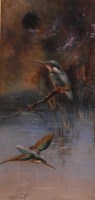 Lot 723 - William E Powell (1878-1955) - Kingfishers,...