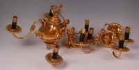 Lot 612 - A set of five gilt brass twin branch wall...