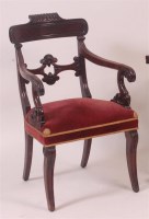 Lot 832 - A George IV mahogany elbow chair, having...