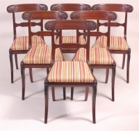 Lot 866 - A set of six late Regency mahogany dining...