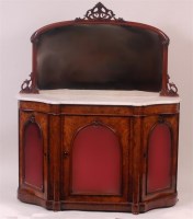 Lot 867 - A Victorian figured walnut mirrorback credenza,...