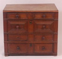 Lot 871 - A Jacobean period oak chest, of four long...