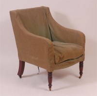 Lot 879 - A George III mahogany framed armchair, later...