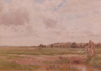 Lot 740 - Cyril Ward (1863-1935) - On the marshes at...