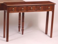 Lot 892 - A Georgian style walnut five drawer side table,...