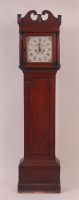 Lot 787 - A 19th century oak longcase clock, the painted...