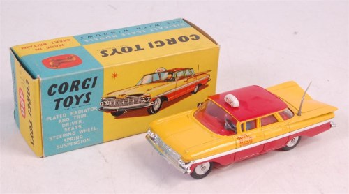 Lot 1648 - Corgi Toys, 480, Chevrolet taxi cab, yellow...