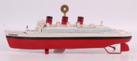 Lot 3122 - Unmarked maker, tinplate Queen Mary clockwork...