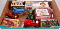 Lot 3128 - 5 mixed diecasts, tinplate and plastic tractor...